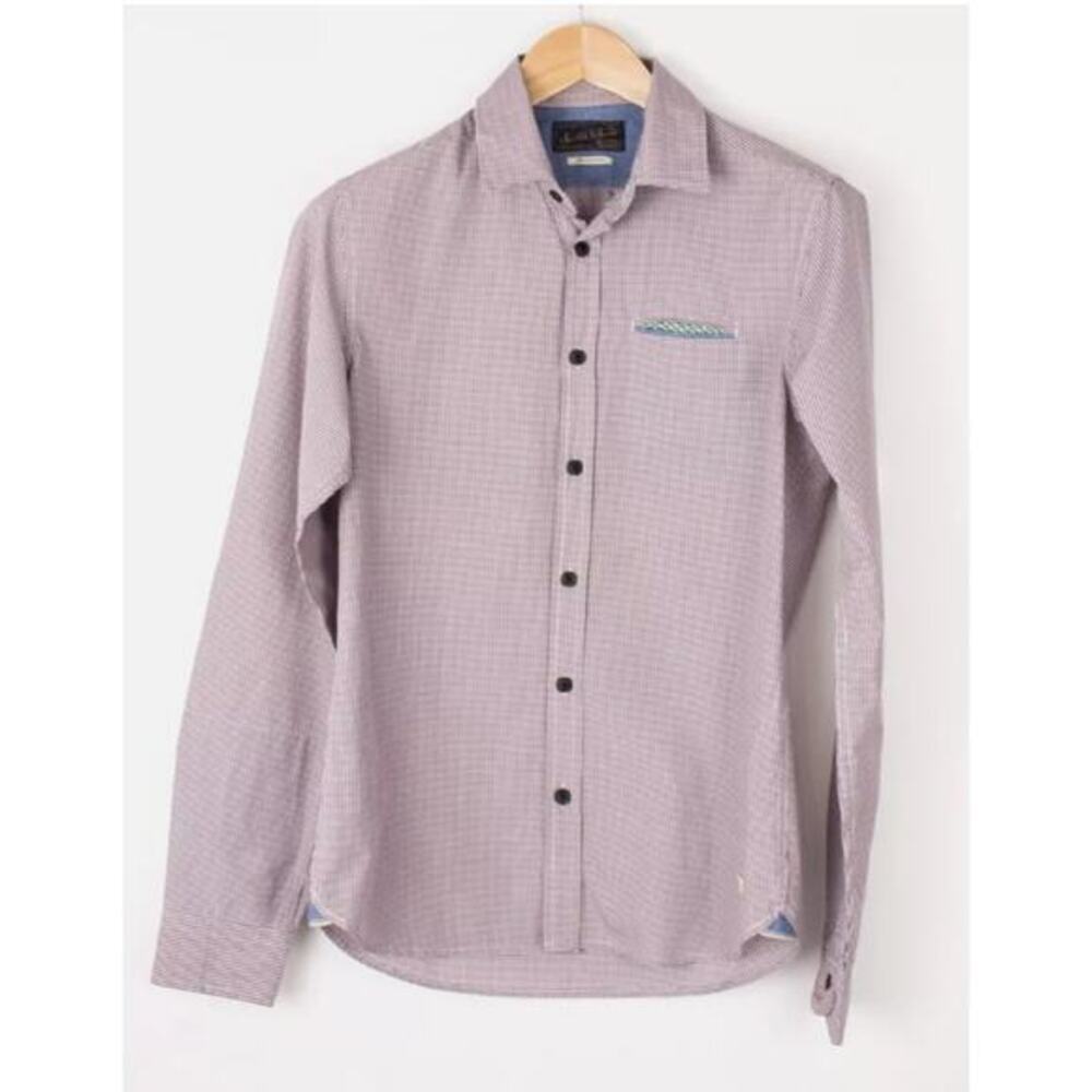 Scotch & Soda Red Checkered Button Down Mens Shirt Size Large
